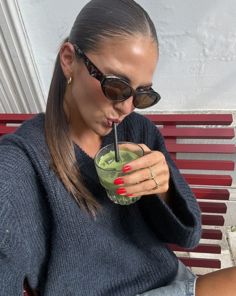 A navy V neck jumper